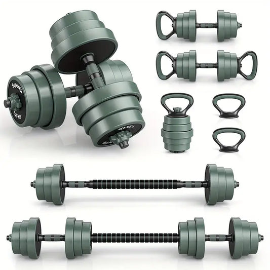 3-in-1 Adjustable Dumbbells, Kettlebell, and Barbell Weight Set – Gray-0